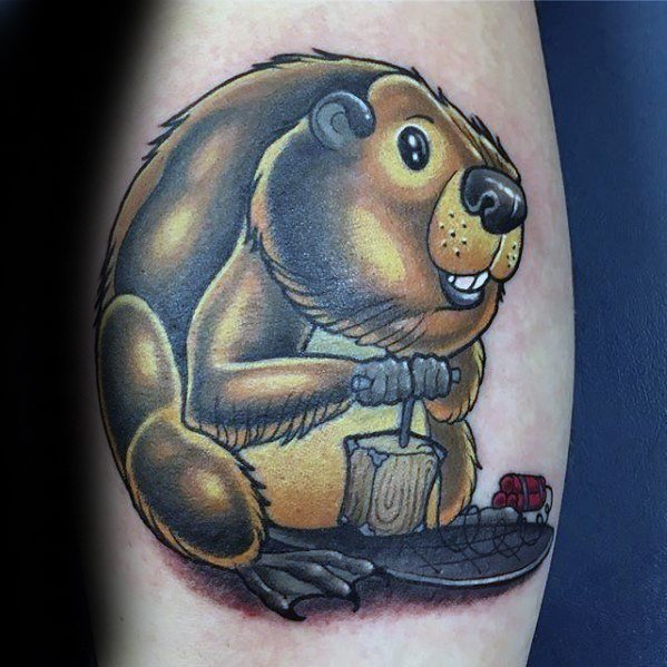动物海狸纹身_9张憨态可鞠的海狸纹身图案作品