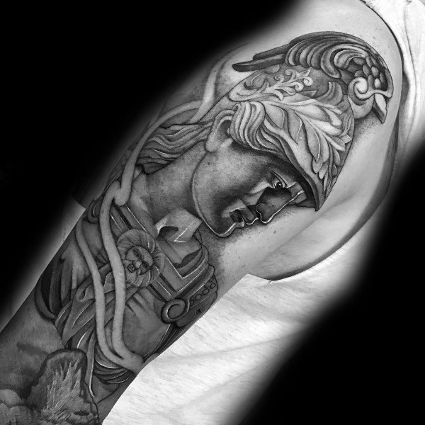 女神雅典娜纹身_11张西方欧美女神雅典娜黑灰纹身图案作品图片