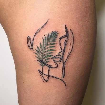 植物人面创意纹身_9张创意植物+人面简约线条纹身图案图片