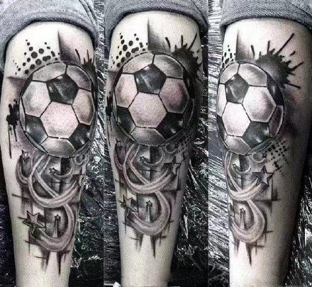 足球纹身-多款关于足球热血沸腾的黑色纹身图片