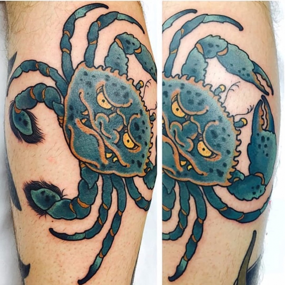 螃蟹纹身图案-9款彩绘创意武士螃蟹纹身图案