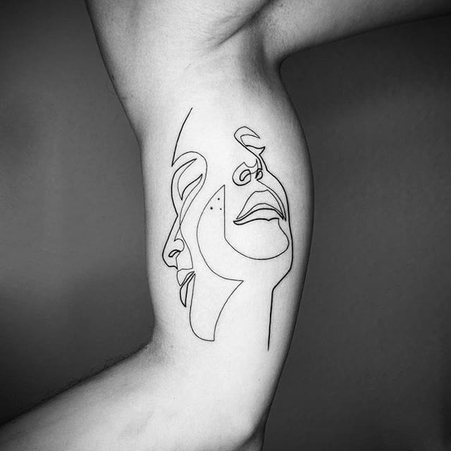 人物纹身图案-黑色线条几何元素创意精致超现实主义抽象人物纹身图案