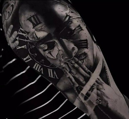 酷炫纹身图案-酷黑的人物风格纹身图片