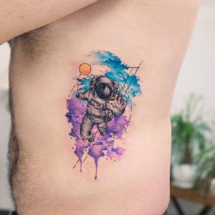 水彩纹身图案-德国纹身师Koray Karagözler的水彩纹身作品图片