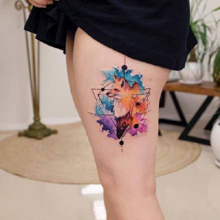 水彩纹身图案-德国纹身师Koray Karagözler的水彩纹身作品图片