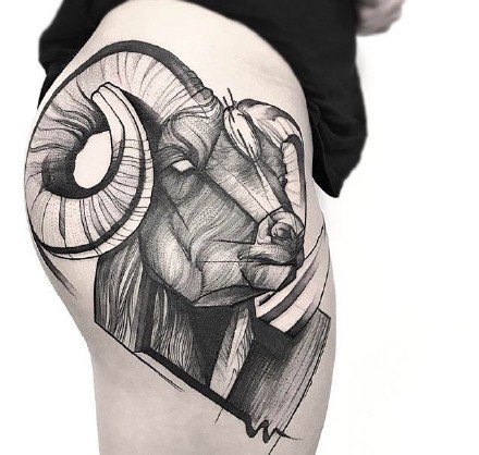 点刺纹身图案-酷炫的人物和动物的点刺纹身图片