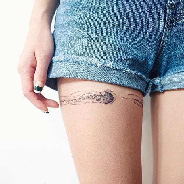 水母纹身图案-柔美文艺的可爱动物水母纹身图案