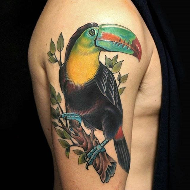 彩绘纹身图案-彩绘水彩的创意文艺霸气大嘴鸟纹身图案