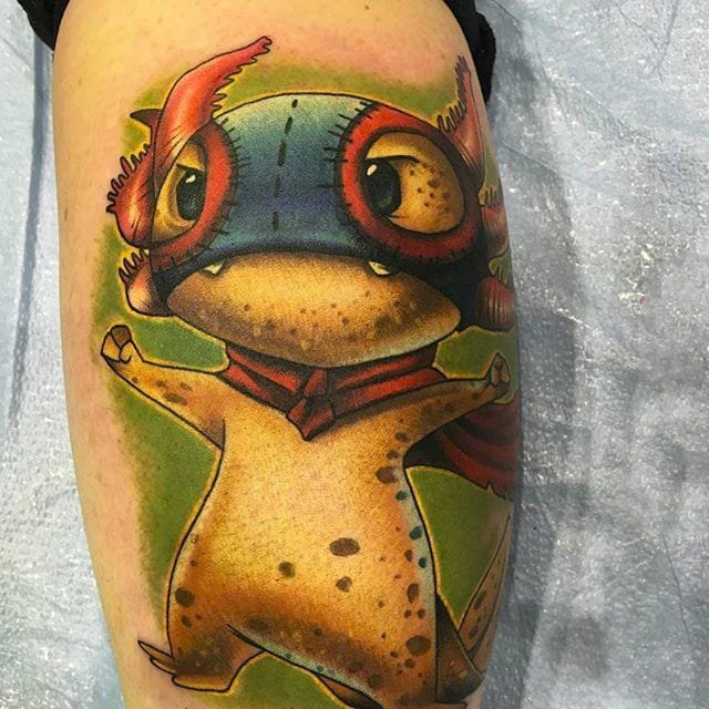 动物纹身图案-彩绘水彩素描创意两栖动物蝾螈鱼纹身图案