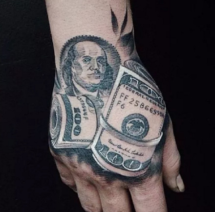 钞票纹身图案-随身带着钱的钞票创意纹身图片