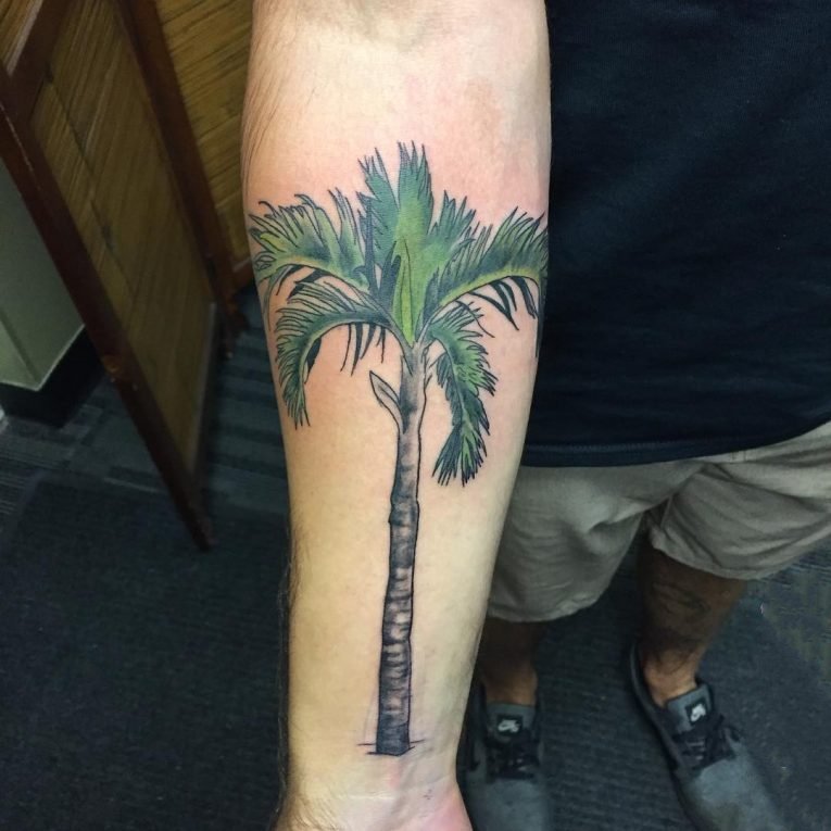 椰子树纹身图案-14张夏日气息十足的文艺精美椰子树纹身图案