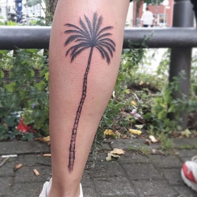 椰子树纹身图案-14张夏日气息十足的文艺精美椰子树纹身图案