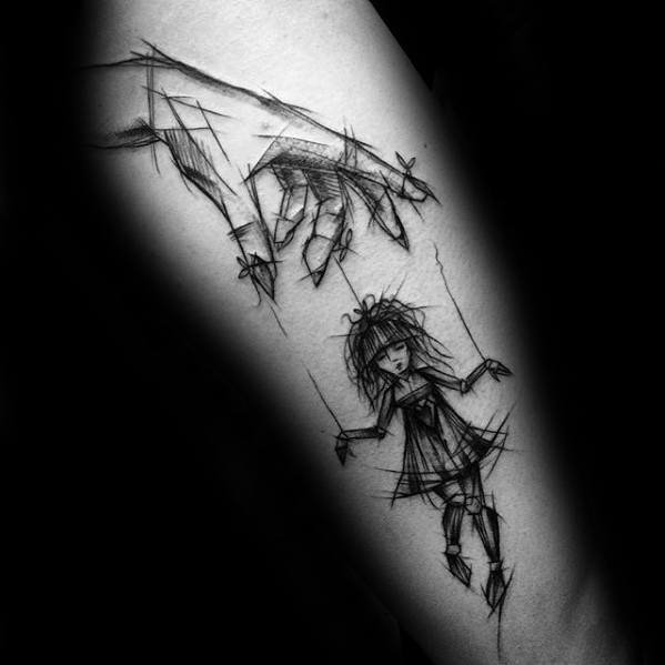 提线木偶纹身图案-9张线条分明的提线木偶纹身图案