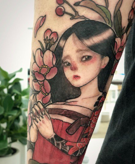 少女系列纹身图案-9张韩国纹身师Neondrug的创作少女系列纹身图片
