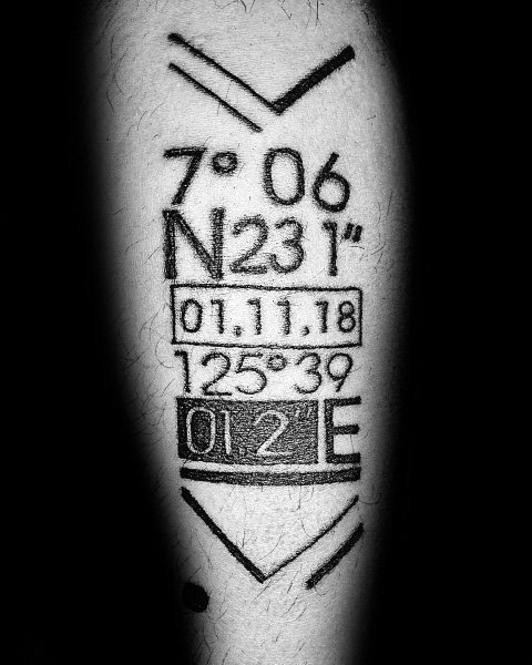 纹身数字图案-10张简洁而又大方的数字坐标纹身图案