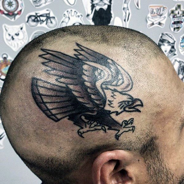 男士头部纹身--10张男性个性的头部黑色纹身图案