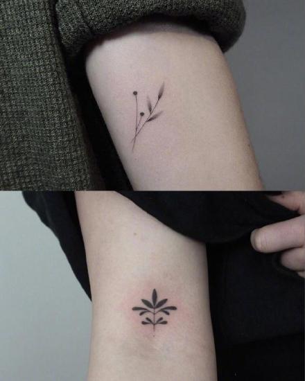适合女生的一组小清新简约植物纹身图案