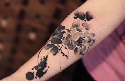 漂亮的水墨中国风纹身图案一组12张