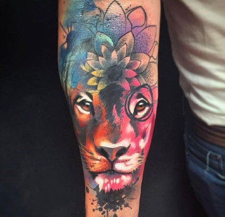 狮子纹身图--十二星座之狮子座的创意狮子纹身图案