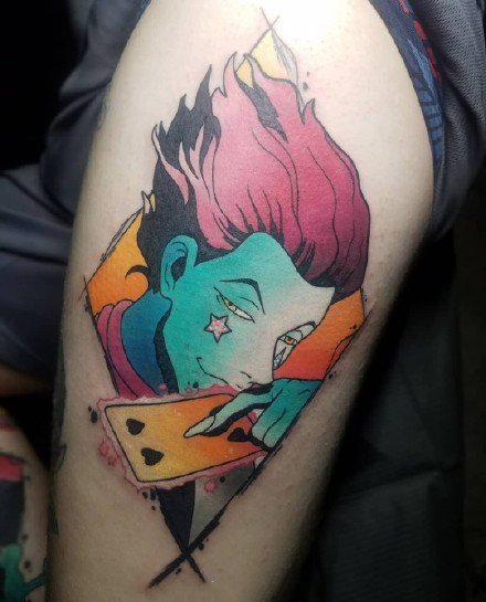 清爽的蓝绿色动漫角色等纹身图案--国外纹身师 Kara Klenk
