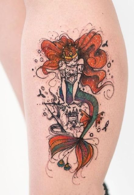 手臂和腿部很漂亮的一组彩色插画风格的纹身图案