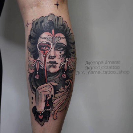手臂女郎纹身：9张大臂和腿部的一组彩色女郎纹身图案