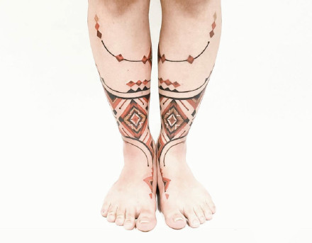 很有亚马逊艺术灵感的一组几何图腾纹身图案