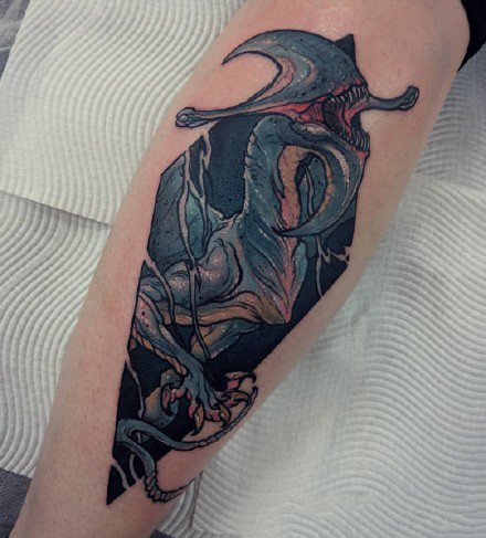 暗彩色的一组欧美动物怪兽纹身图案作品