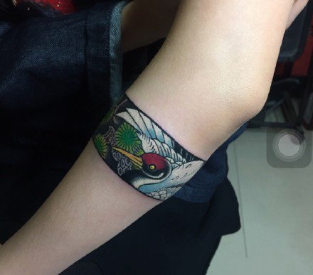 传统日式风格的一组手环臂环纹身图案作品