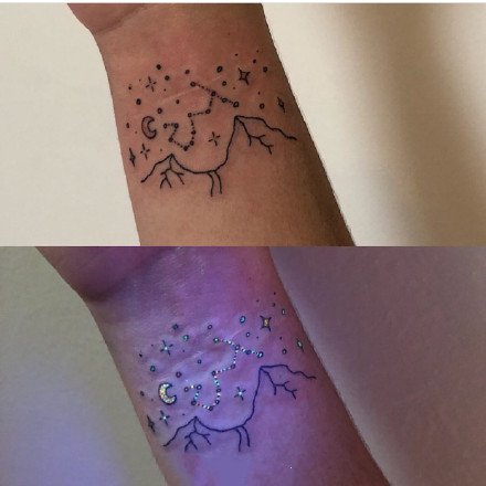 个性带荧光效果的一组小夜光纹身图案9张