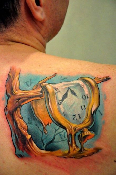 变形钟表纹身：9张创意变形了的钟表纹身图案
