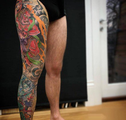 传统花腿:一组传统风格的花腿纹身图案9张