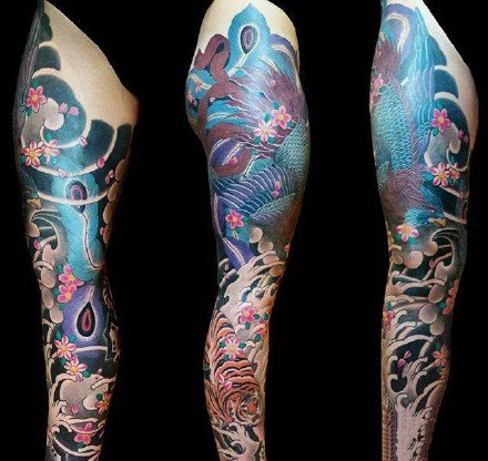 传统花腿:一组传统风格的花腿纹身图案9张