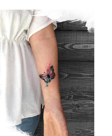 纹在小臂上很好看的一组水彩风格的纹身图案