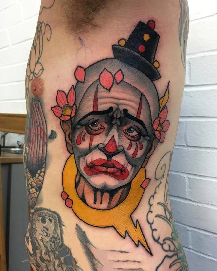 搞怪小丑：很有趣的小丑搞怪纹身作品手稿欣赏