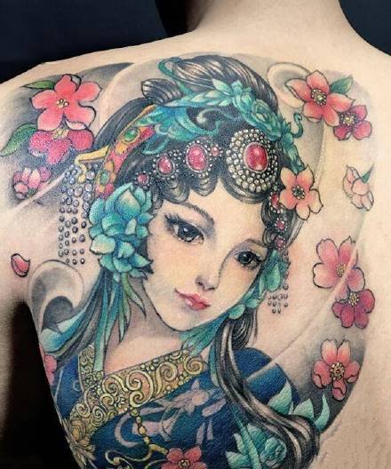 花旦刺青：一组中国风花旦纹身图案9张
