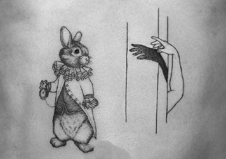 个性的一组关于兔子的纹身作品欣赏