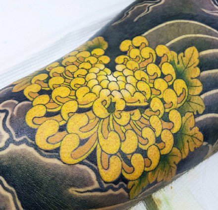 日式传统的的一组小彩色文化纹身图片