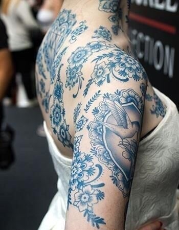 一组漂亮了的青花纹身图案欣赏