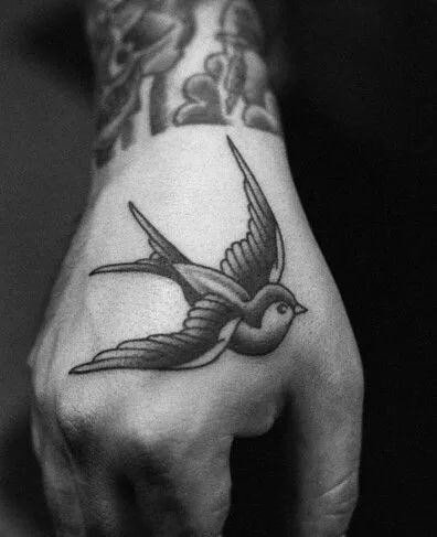 燕子刺青+简约又好看的黑灰燕子纹身图案欣赏