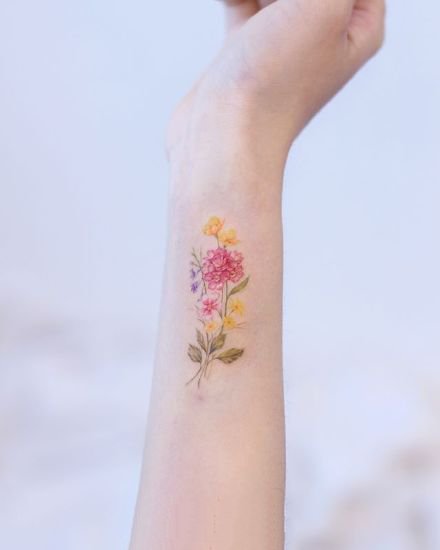 19张好看的手臂小清新简约花朵纹身图案