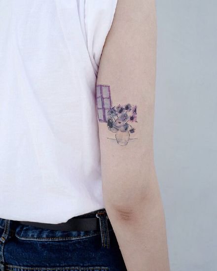 19张好看的手臂小清新简约花朵纹身图案