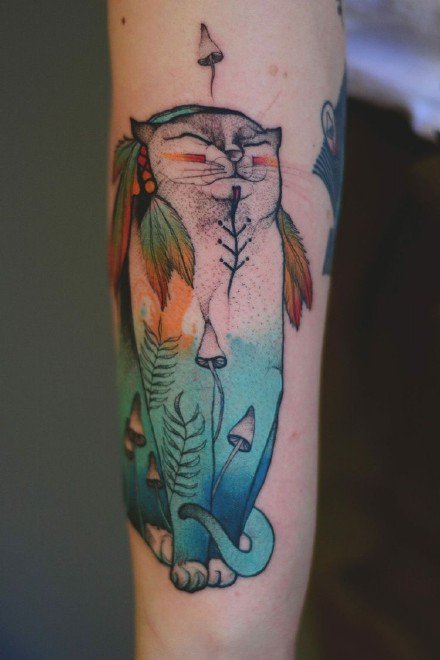 猫纹身：关于猫的的一组可爱的猫纹身图案