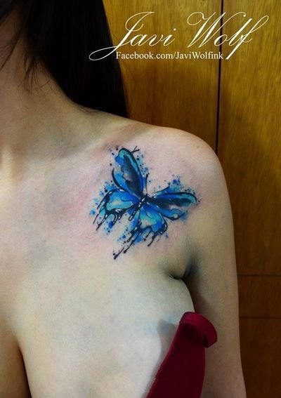 女孩子很喜欢的一组蝴蝶纹身图案9张