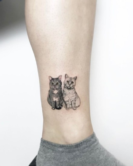 猫奴们喜欢的宠物小猫纹身图片欣赏