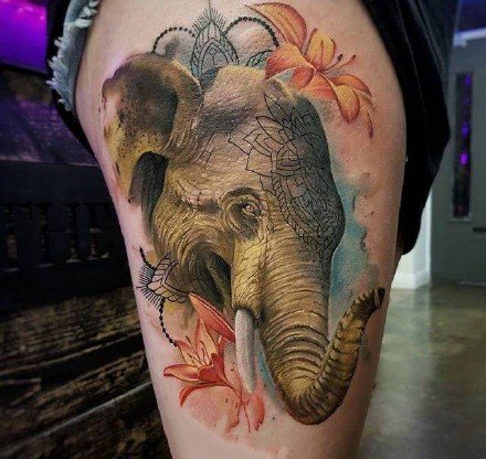 关于大象的一组象纹身图案9张