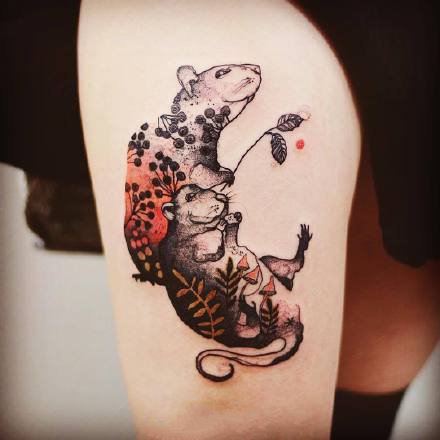 色彩斑斓的一组猫喵纹身作品图片