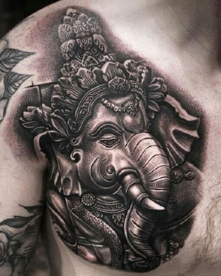 霸气的一组大象和象神纹身作品图案