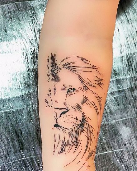 狮子线条：漂亮的一组适合狮子座的线条狮子纹身图案