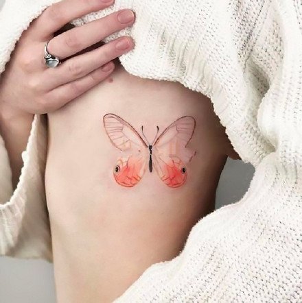 适合女生的一组小清新彩色小蝴蝶纹身图